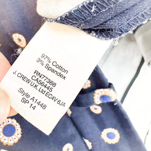 J. Crew Minnie Flower Printed Slacks Navy Pants Size 6 - Picture 7 of 8
